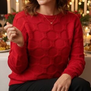 Via Vitale M/L Italy Old Money Classic Contemporary Geometric 3D Knit Sweater